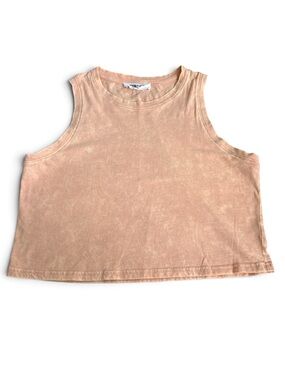 Double Zero Mineral Washed Peach Sleeveless Crop Top - Size Medium